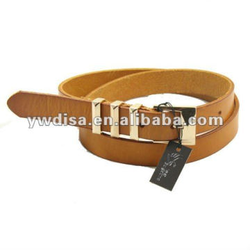 Korean New Style Narrow Brown Leather Belt